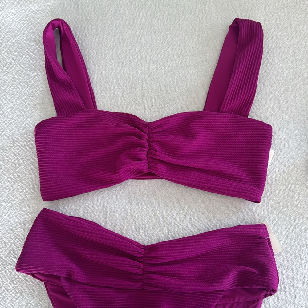 l*space Magenta Ribbed Bikini Set - Picture 6 of 12